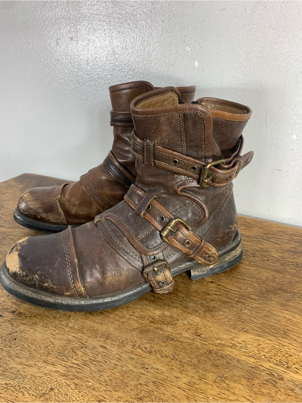 Ugg distressed leather combat style boots